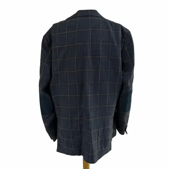 Tallia Linen Blazer Mens 46L Window Pane Sport Coat Suit Jacket Preppy Lined